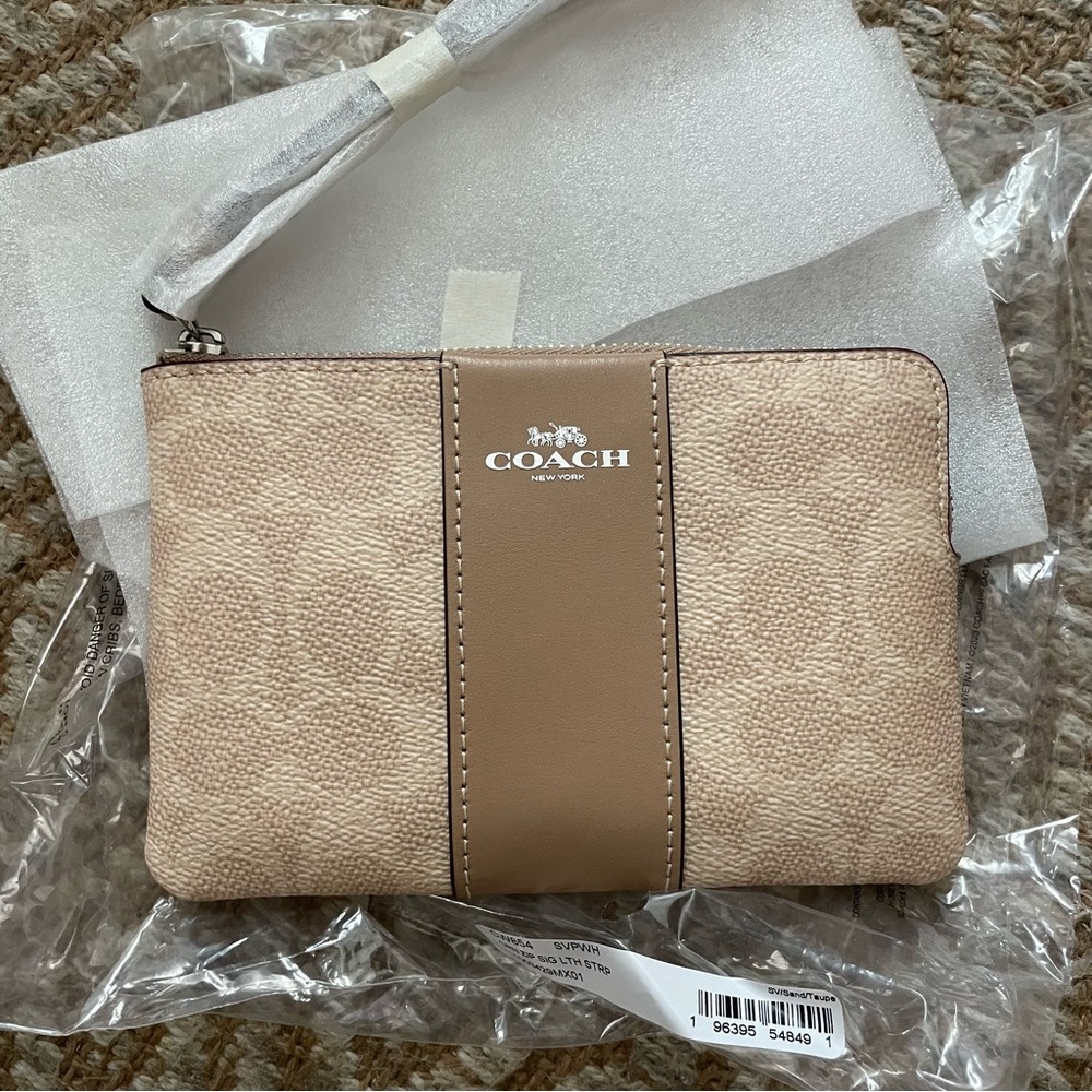 Coach Silver and Tan Clutch Wristlet - Picture 3 of 6